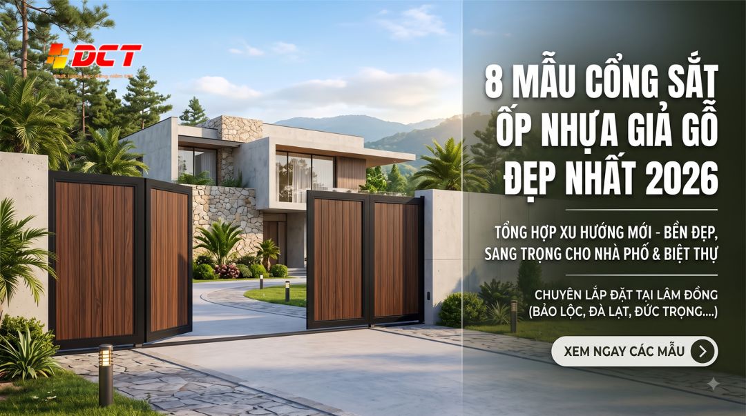 8 mẫu cổng sắt ốp nhựa giả gỗ đẹp năm 2026