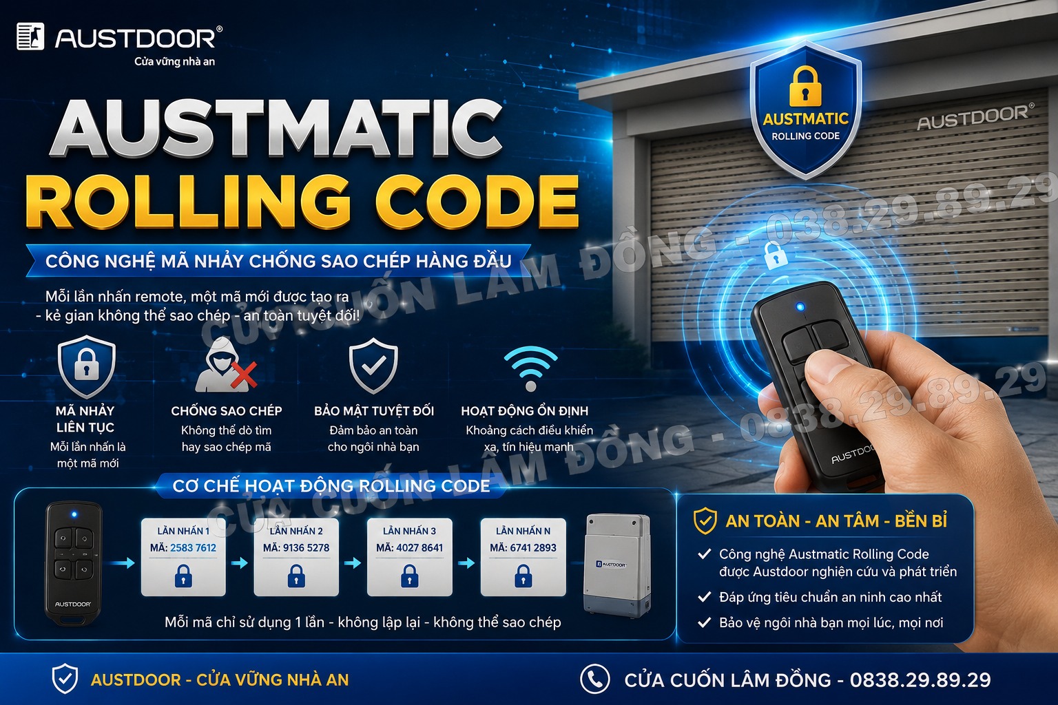 Công nghệ chống sao chép mã cửa cuốn ARC trên cửa cuốn Austdoor