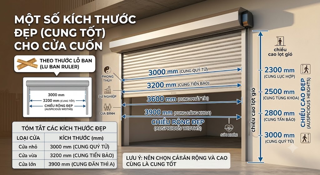 Kích thước lỗ ban đẹp dành cho cửa cuốn mà gia chủ nào cũng cần