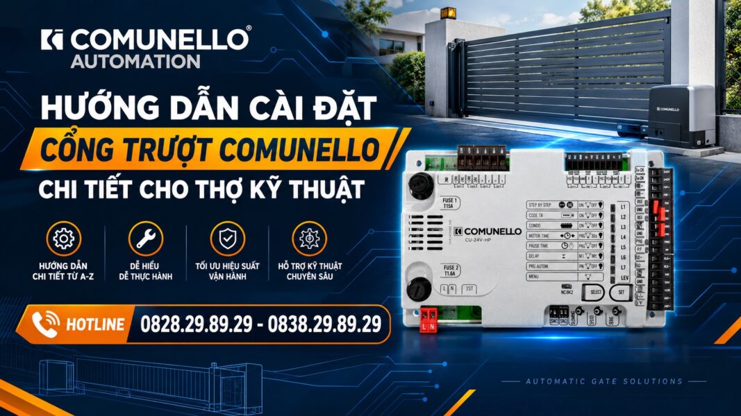Hướng dẫn cài đặt cổng trượt Comunello chi tiết cho thợ kỹ thuật