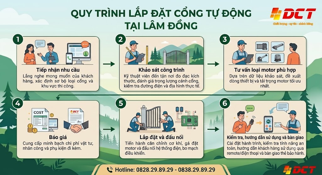 Quy trình lắp đặt cổng tự động tại Lâm Đồng - DCT TECH