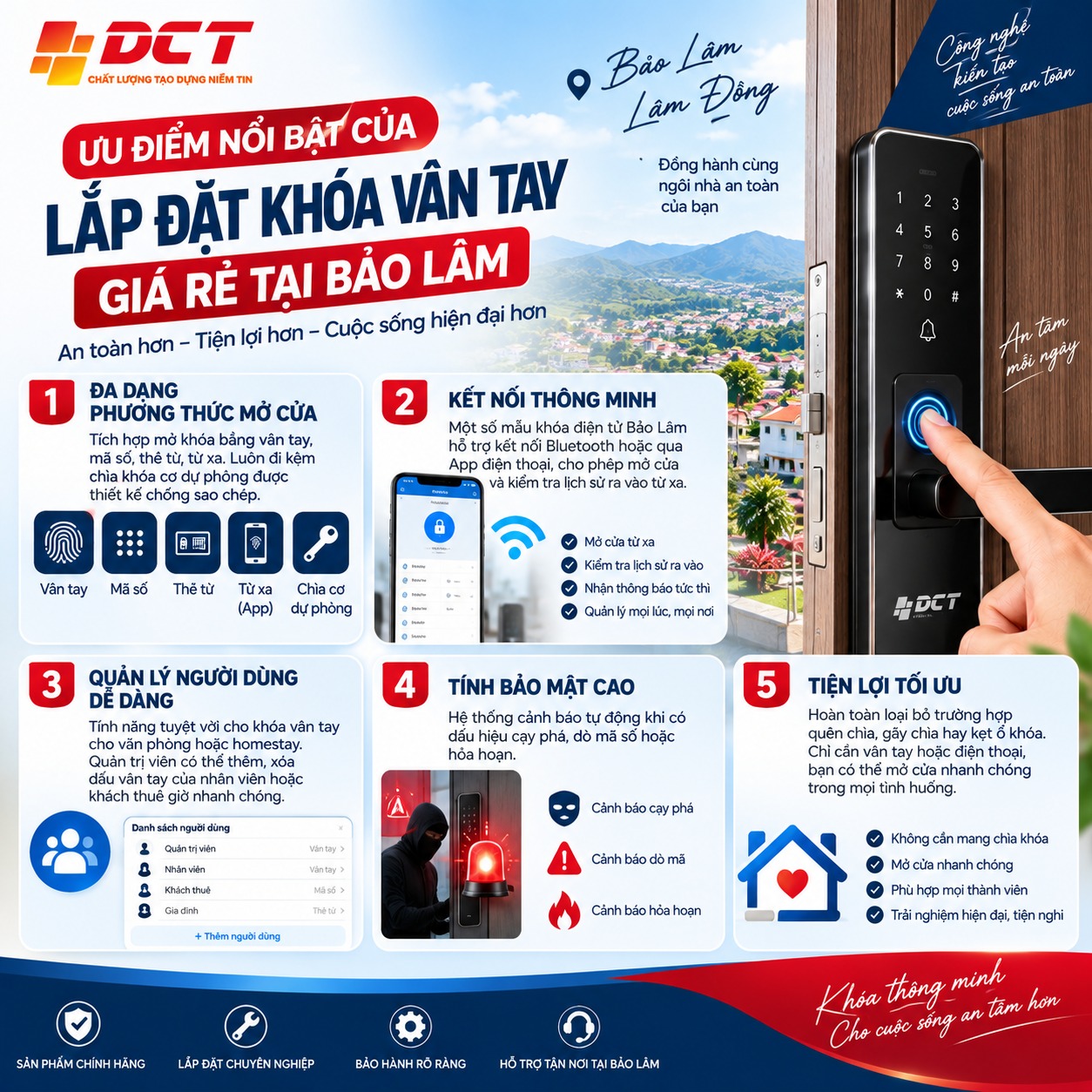 Ưu điểm khi lắp đặt khóa vân tay giá rẻ tại Bảo Lâm