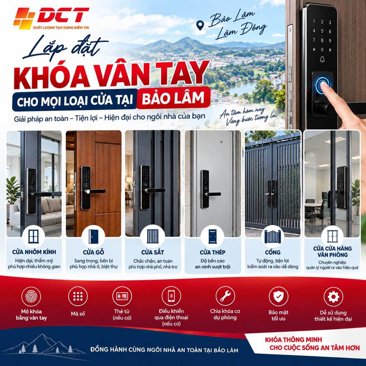Tổng hợp các loai cửa có thể lắp đặt khóa vân tay tại Bảo Lâm không thể bỏ qua