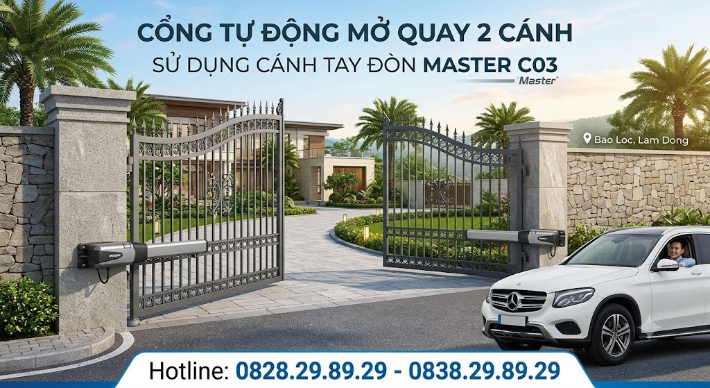 Lắp đặt cổng tự động giá rẻ tại Lâm Đồng Master C03