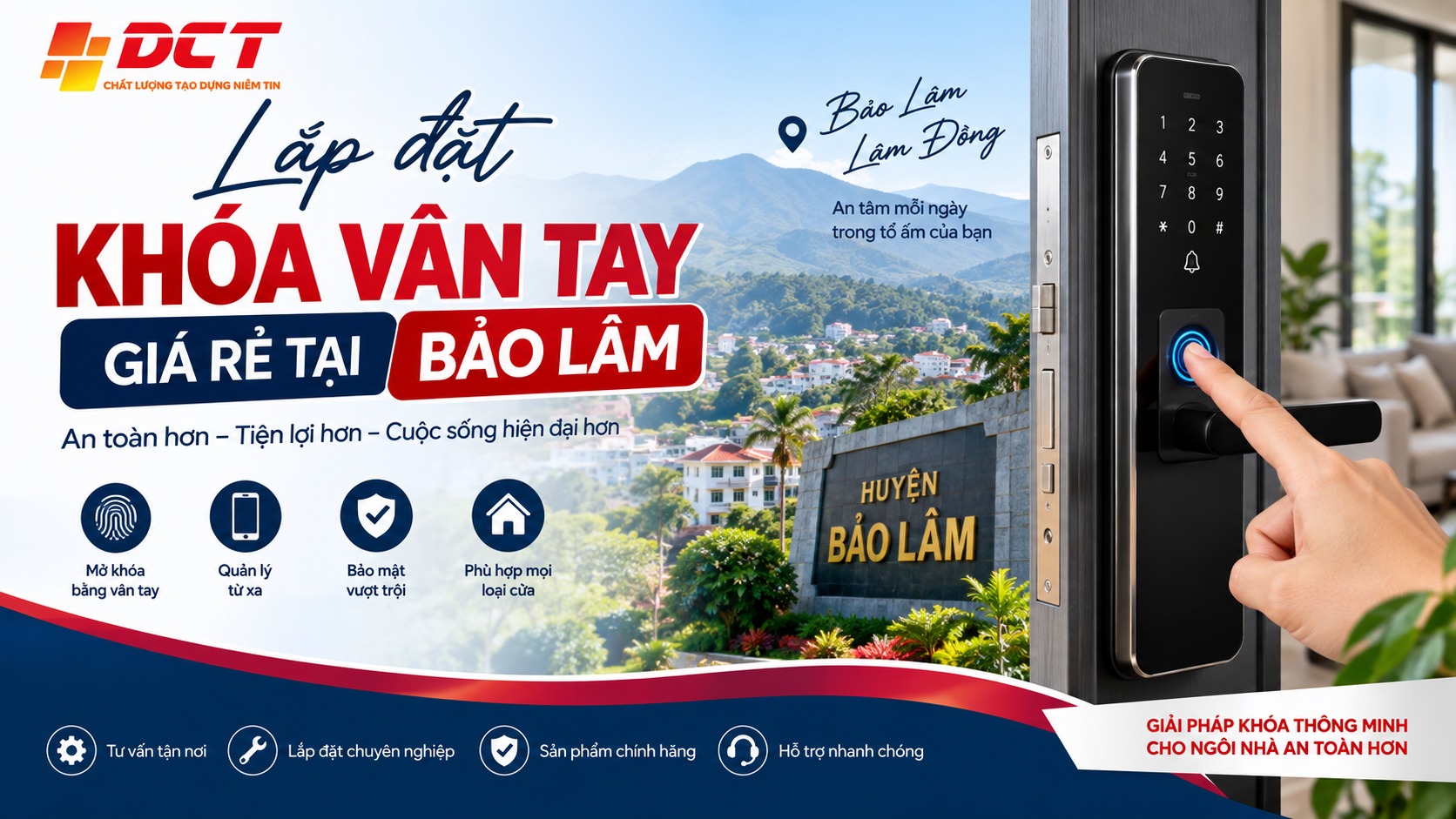 Lắp đặt khóa vân tay giá rẻ tại Bảo Lâm cam kết chất lượng